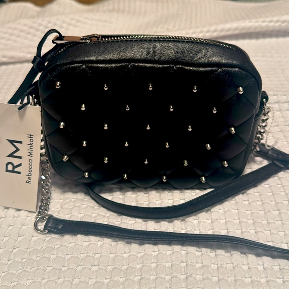 New Rebecca Minkoff Crossbody small 22” chain silver straps the zipper closure